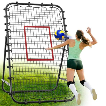 Adjustable Volleyball Rebounder Net 7x4 FT - Ultimate Training Equipment for Volleyball & Lacrosse Enhanced Bouncing System for Volleying, Bumping, and Spiking Drills - color: Black