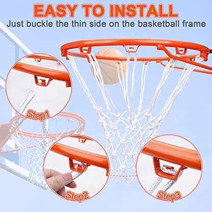 Professional Basketball Net Replacement Heavy Duty, Durable Basketball Nets in All Weather Anti Whip, Fits Standard Indoor Outdoor Rims 12 Loops (White)