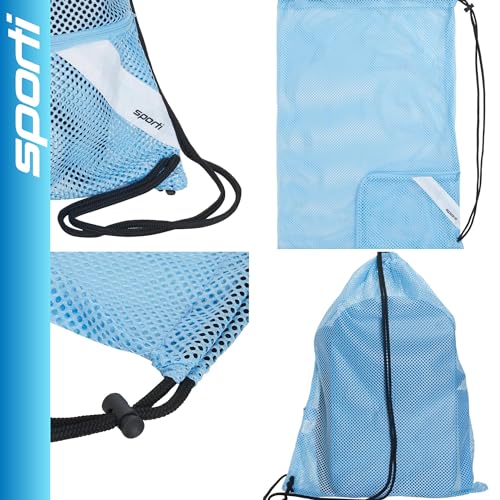 Sporti Swimming Equipment Bags, Mesh Drawstring Backpack,Swim Bag for Swimmers,Mesh Backpack for Beach - color: Aqua, style: 2. Mesh Bag With Zipper Pocket