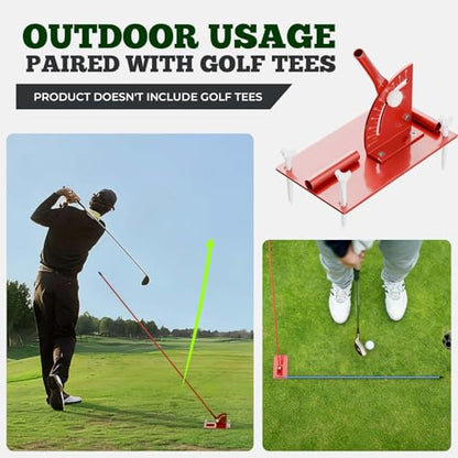 Golf Alignment Stick Holder - Metal Golf Alignment Sticks, Three-Hole Holder, Golf Swing Trainer with Training Manual, Golf Training Aid for Swing Plane & Swing Path