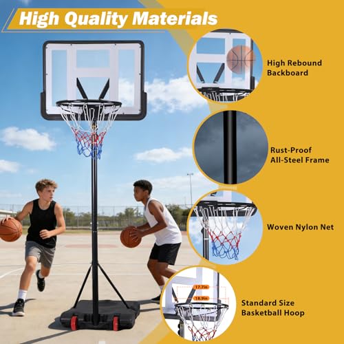 ZENY Portable Basketball Hoop, Basketball Goal Outdoor Adjustable Height 9.2ft, Driveway Backyard Basket Ball Hoop, 32'' PC Backboard