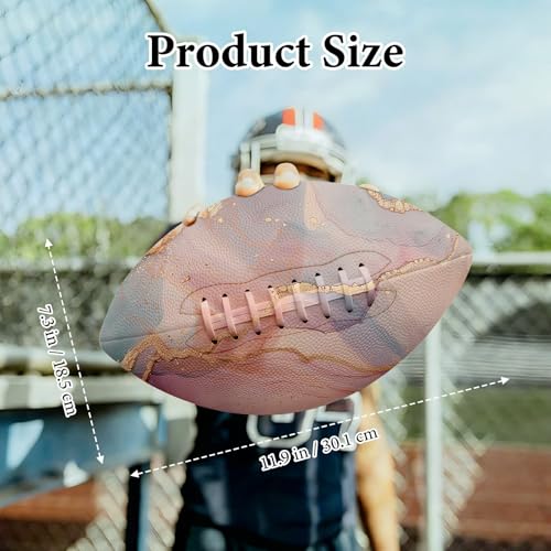 American Football, Official Size 11.9 x 7.3 Inch, Premium Composite Leather High-Grip Ball with Pro-Style Lacing, Unique Prints for Training, Games & Gifts - color: Pink Marble