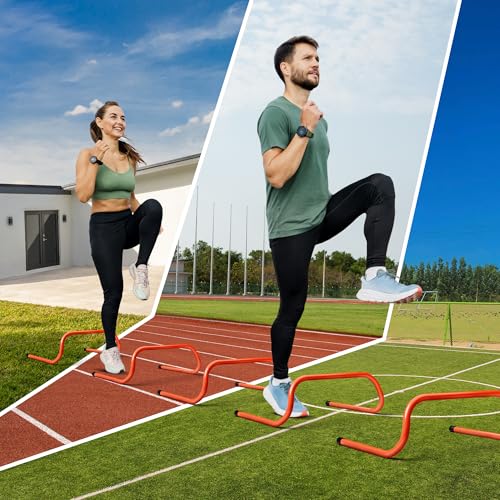 Yes4All Agility Speed Training Agility Hurdles for Athletes - 5 Pack - Speed and Agility Training Equipment for Soccer Basketball Football Hurdle Training - color: A. Set 5 Hurdles Neon Orange
