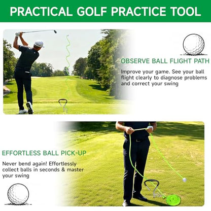 Golf Swing Trainer with 2 Golf Swing Ball & Rope, Golf Training Aid for Backyard, 3 Calibrated Golf Stakes to Analyze 50 Feet of Golf Training Balls Flight, Home Outdoor Golf Swing Practice