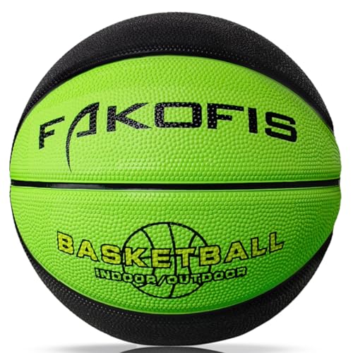 Kids Youth Size 3/5 (22''/27.5") Basketball - Premium Rubber Indoor Outdoor Basketball for Boys Girls Age 3-14 Pool Play (Gift for Children) - color: Black green, size: Size 3