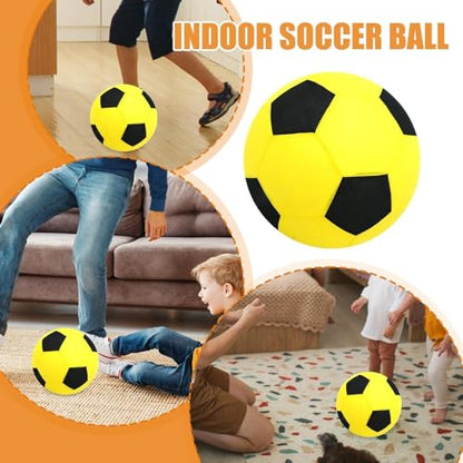 Inflatable Soft Football, Simulation Soccer Ball, 9.84 Inches Beach Toy with Leakproof, Elastic PVC Spheres, Indoor Play Toy with Bounce Design, Blow Up Football for Outdoor Use - color: Velvet Yellow