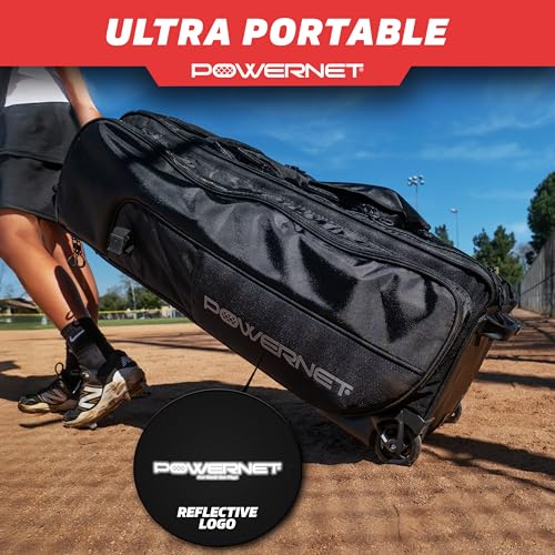 PowerNet Optimus Catcher's Bag, Rolling Equipment Bag Holds All Baseball & Softball Gear, 7 Internal Bat Sleeves, Cleat Compartment, Personalization Panel & Hooks - style: Pro