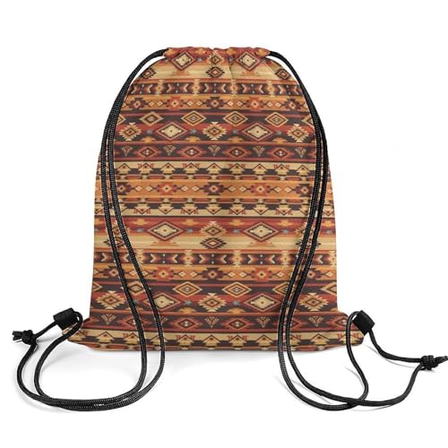 Sports Drawstring Bag Gym Sackpack Waterproof String Backpack for Running Training Fitness Men Women Unisex, Native Southwestern Design Tan Gray Brown American Bags - color: Picture (513)