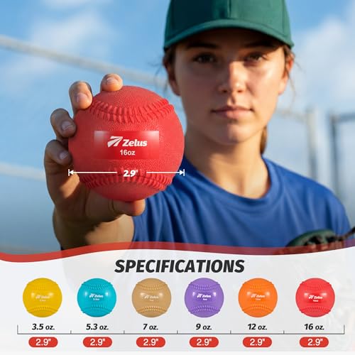 ZELUS Weighted Baseball Set with Seams for Hitting Pitching, Plyometric Baseballs with Carry Bag, Variable Weighted Balls for All Skill Levels - color: Foundation Training(6 Pack)