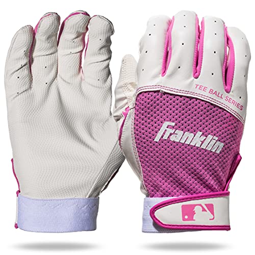 Franklin Sports MLB Teeball Flex Series Batting Gloves - color: White/Pink, size: Youth X-Small