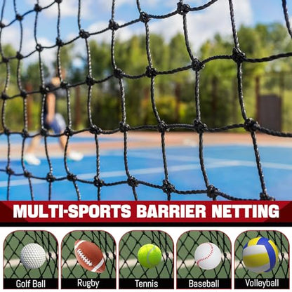 Baseball & Softball Practice Nets Backstop Barrier - Sizes 10x20 FT, 10x15 FT, 10x10 FT - Heavy Duty Nylon Training Net for Batting Cage, Backyard - 33FT Rope & Safety Key Chains