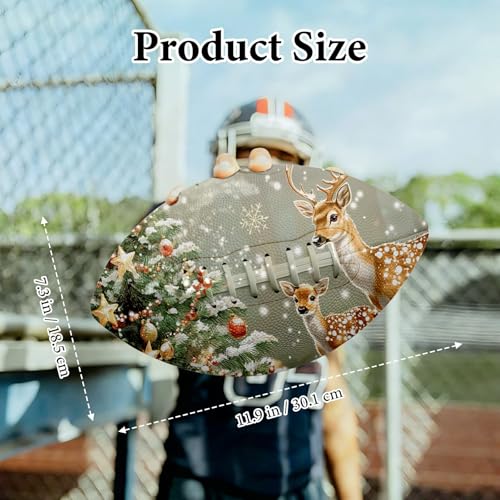 American Football, Official Size 11.9 x 7.3 Inch, Premium Composite Leather High-Grip Ball with Pro-Style Lacing, Unique Prints for Training, Games & Gifts - color: Christmas Deer