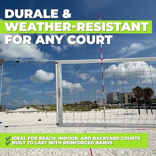 Volleyball Net – Heavy-Duty Outdoor Replacement Net for Beach and Indoor Volleyball or Backyard Courts – Durable and Weather-Resistant Design 10m x 1m (White)