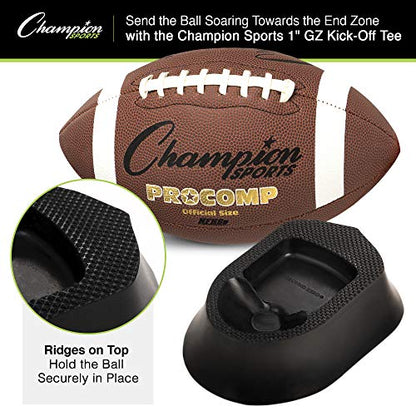 Champion Sports 1" Ground Zero® Kickoff Tee – Official NFL® Football Kicking Tee for Accurate Kickoffs & Field Goals, Textured Top for Secure Ball Grip, Black