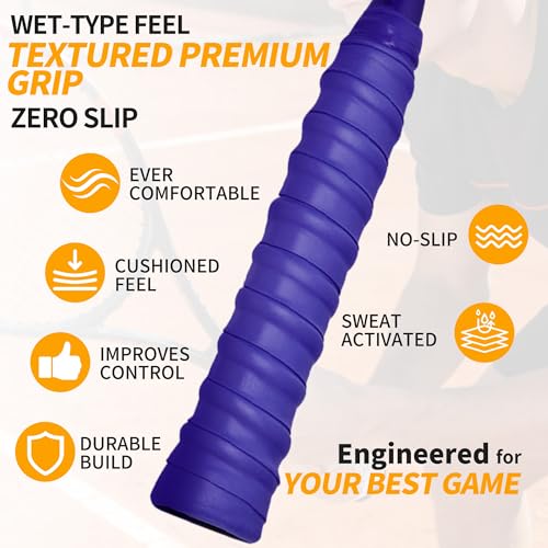 2 Pcs Tennis Racket Grip Tape, Dry Tennis Overgrip Tape, Anti-Slip Absorbent Grip, Racket Overgrip Tape - color: Purple, size: Textured-43.3"x1"x0.03"