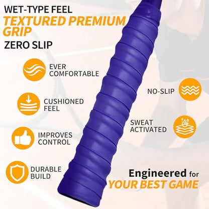 2 Pcs Tennis Racket Grip Tape, Dry Tennis Overgrip Tape, Anti-Slip Absorbent Grip, Racket Overgrip Tape - color: Purple, size: Textured-43.3"x1"x0.03"