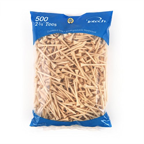 Intech 2-3/4 Inch Wooden Golf Tees, 100 and 500 Pack, Multiple Colors Available - color: Natural, style: 500 Count Bag