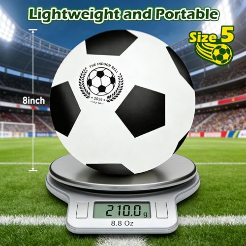 juman Silent Foam Soccer Ball (Size 5) – Airless Indoor Training Ball with Backpack, Lightweight Soft Durable Foam Ball for Quiet Dribbling Practice, Gift for Boys & Girls & Adults Soccer Fans