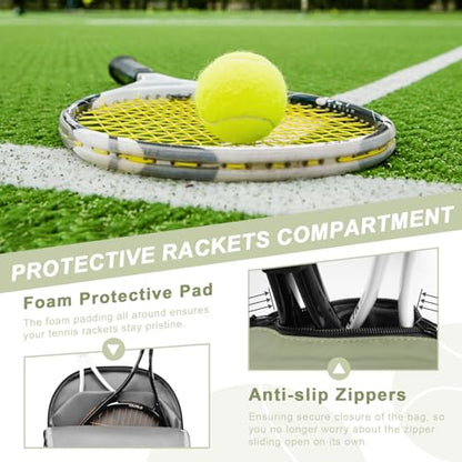 Arcoyard Tennis Bag Holds 2 Rackets, Professional Tennis Bags for Women, Tennis Backpack with Ventilated Shoe Compartment - color: Green