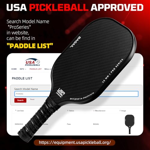 BAGAIL Badminton Net, Height Adjustable Kids Volleyball Net＋BAGAIL Pickleball Paddles, USAPA Approved Surface Pickleball Set, Lightweight Pickle Ball Rackets with 4 Balls, 1 Bag Black Save 20%