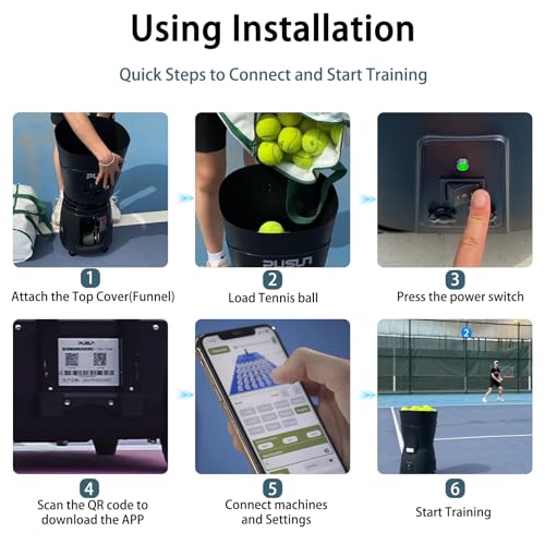 PT Mini Pro Tennis Ball Machine - Portable Smart Trainer for Beginners, 65+ Ball Capacity, 3-5H Battery Life, Adjustable Ball Speed & Angle, APP & Remote Control - color: Blakc