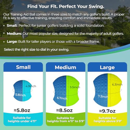 Golf Training Aid Ball for Impact Precision & Consistent Swings - Master Body Connection to Fix Slicing, Scooping & Chicken Wing | Simple and Effective Golf Training Tool - size: Large