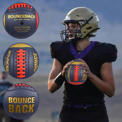 BOUNCEBACK Training Football, Youth Size & Official Size, Fatherless Football PassCatch Solo Enhancing Passing Catching(with Pump) - style: Dark Blue-7#(Ages 5-14)