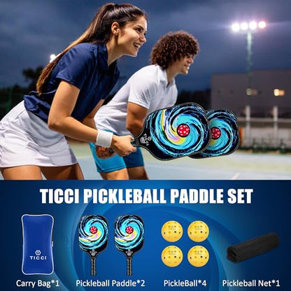 Pickleball Paddles Set of 2, USAPA Approved Fiberglass Pickleball Set with 4 Balls & Carry Bag, Lightweight Rackets for Beginners & Adults - color: Vortex 1