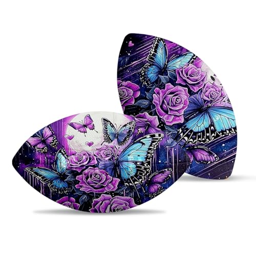 American Football, Official Size 11.9 x 7.3 Inch, Premium Composite Leather High-Grip Ball with Pro-Style Lacing, Unique Prints for Training, Games & Gifts - color: Purple Rose Moon