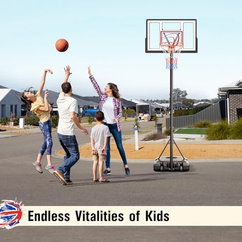 TONBUX Adjustable Basketball Hoop Outdoor 10FT, Basketball Portable Hoops & Goals, 44 Inch Backboard, for Kids, Youth, and Adults in The Backyard, Driveway - style: Red