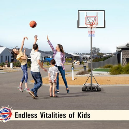 TONBUX Adjustable Basketball Hoop Outdoor 10FT, Basketball Portable Hoops & Goals, 44 Inch Backboard, for Kids, Youth, and Adults in The Backyard, Driveway - style: Red