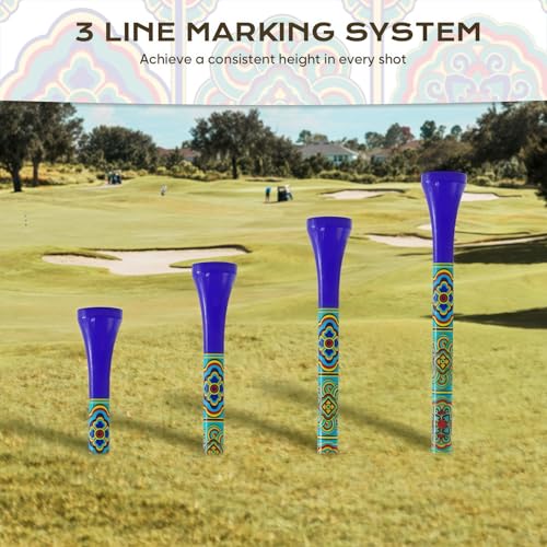 Personalized Bamboo Golf Tees | Custom Pattern | Available in Natural, Golden, Yellow, Black, Blue, Red, Cyan-Green | 30 Count, 3-1/4 Inch - color: Deep Blue