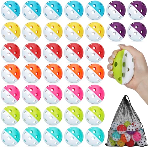 Coopay 20/40 Pack Practice Baseball Softball Plastic Training Balls Lightweight Hollow Limited Flight Softballs for Hitting, Pitching,Batting Training Indoor Outdoor Use - color: Half Color Mix, style: 40 Pack