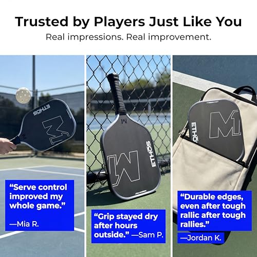 M1 Pickleball Paddles: USAP and PBCor.43 Approved, 16 MM, Elongated, Thermoformed, T700 Raw Carbon Fiber, Strong Power, Control, and Spin, Superior Paddle