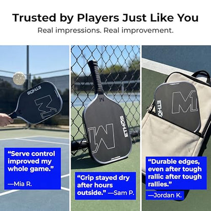 M1 Pickleball Paddles: USAP and PBCor.43 Approved, 16 MM, Elongated, Thermoformed, T700 Raw Carbon Fiber, Strong Power, Control, and Spin, Superior Paddle