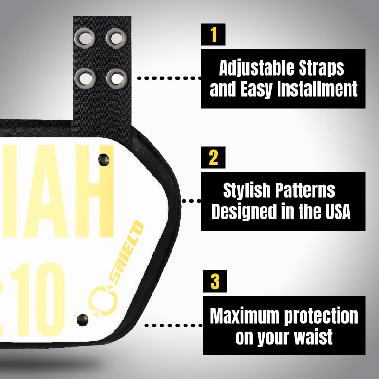 O Shield Golden Cross Chrome Football Back Plate, Lower Back Pads for Football Players, Rear Protector, Cross Series - size: Youth (Weight less than 180 Pounds), style: Isaiah White