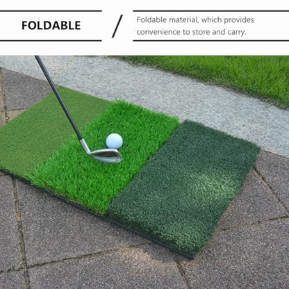 Ciieeo Portable Golf Practice Mat Foldable Long Short Grass Swing Hitting Mat Training Aid for Indoor Outdoor Use Beginner Golfers