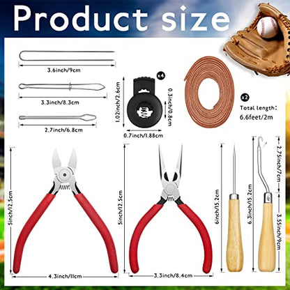 Glove Relacing Kit for Baseball or Softball Mitts Baseball Care Kit Include 2 Strips 78.74 inch Lace Drawstring Threader 4 Glove Locks 5 Lacing Tools with Box