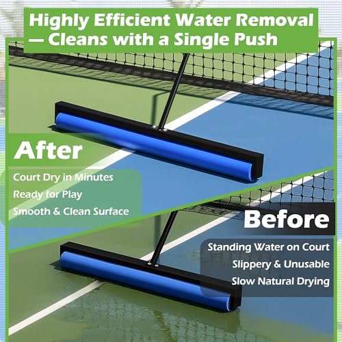 Tennis Court Squeegee, Foam Tennis Sponge Roller, Lightweight Quick Clearing Tools for Tennis Basketball Sports Court, Black - color: Black