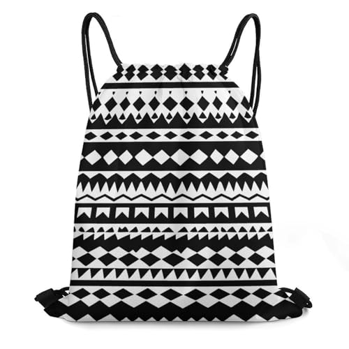 Sports Drawstring Bag Gym Sackpack Waterproof String Backpack for Running Training Fitness Men Women Unisex, Native Southwest American Indian Aztec Black Art Bags - color: Picture (753)