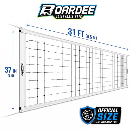 Volleyball Net – Heavy Duty Outdoor Replacement Volleyball Net for Backyard, Indoor Courts, and Beach Games – Official 31 Ft x 37 in Regulation Size with Reinforced Bands and Adjustable Ropes