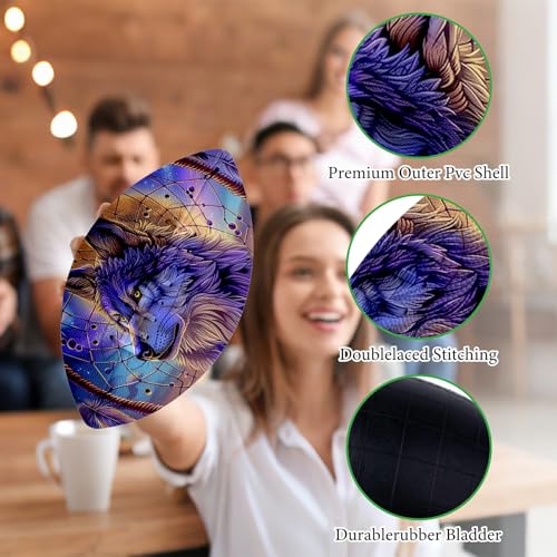 American Football, Official Size 11.9 x 7.3 Inch, Premium Composite Leather High-Grip Ball with Pro-Style Lacing, Unique Prints for Training, Games & Gifts - color: Dream Wolf