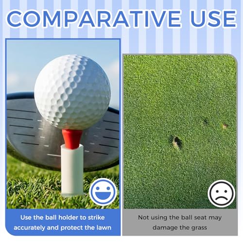 4 Pcs Golf Simulator Tees Adjustable Height - Rubber Driving Range Tee for Mats, Non-Slip Tee with Holder, Indoor Outdoor Golf Practice Accessories