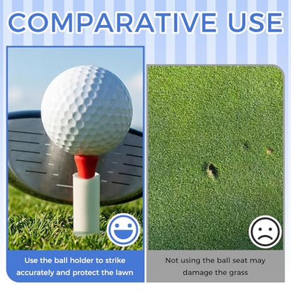 4 Pcs Golf Simulator Tees Adjustable Height - Rubber Driving Range Tee for Mats, Non-Slip Tee with Holder, Indoor Outdoor Golf Practice Accessories