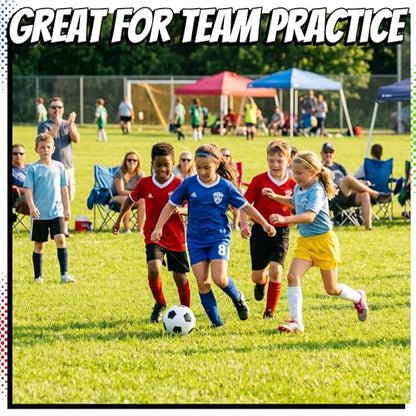 PlayBolt Soccer Ball Size 4 with Pump - Black & White Training Practice & Match Ball for Kids, Youth and Adults (Pack of 1 or 4)