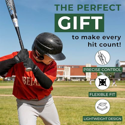 HANDLANDY Baseball Batting Gloves for Adult Youth, Grip Breathable Softball Batting Gloves Fit Men Kids Boys Girls - color: Raven Black-Kids, size: Kids X-Small