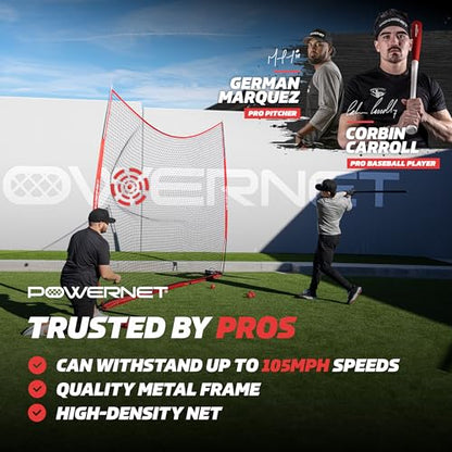 PowerNet Portable Sports Rebounder -Basketball, Volleyball, Soccer, Baseball, Softball and Lacrosse, Backyard & Garage Backstop, Indoor Outdoor Safety Net for Protection - style: 12x9 RED Net