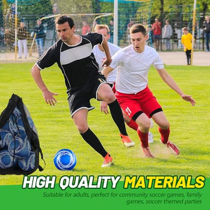 Realspring 18 Pack Soccer Balls Bulk with Pump & Bag, Training Soccer Ball Official Size Deflated Football for Youth Training Outdoor Outside School PE Team Coaches Practice Equipment Kit