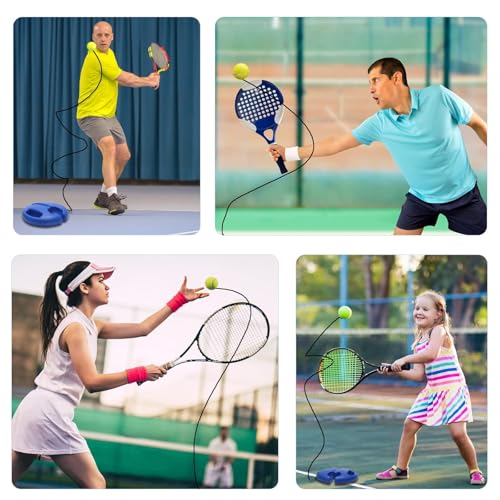 Solo Tennis Trainer, 2026 New Trainer Rebound Ball with Anti-Tangle String and Weighted Base, Portable Tennis Rebounder Kit, Multifunctional Self Training Tool Equipment Kit for Beginners - color: Blue