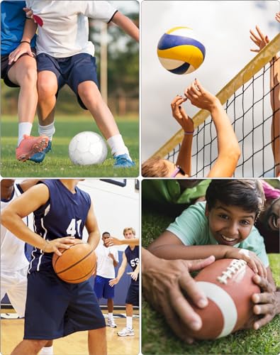 QWORK Sports Ball Air Pump with Pressure Gauge, Basketball Pump Volleyball Pump Soccer Ball Powerful Air Pump, Bicycle Tire Pump, Sports Hand Pump, Balloon Pump,Flexible Hose (Black)